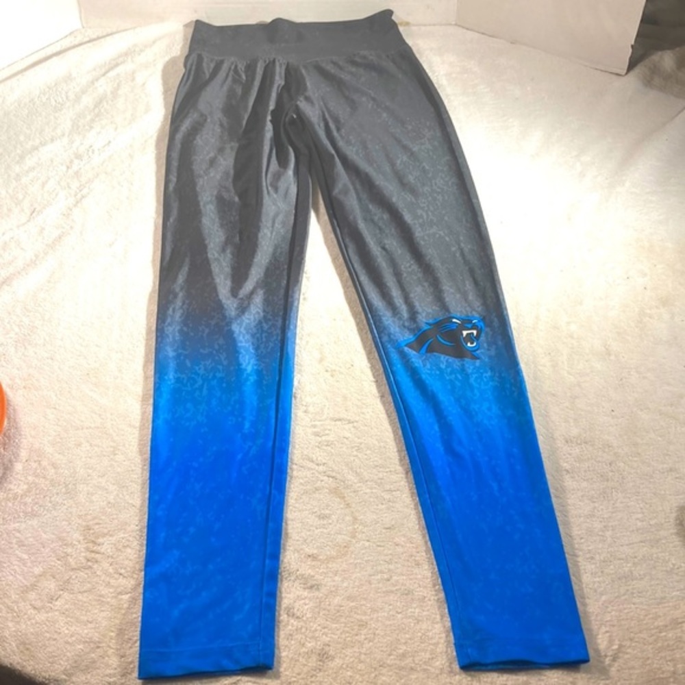 NFL Team Apparel Carolina Panthers Black Fade to Blue Logo Leggings